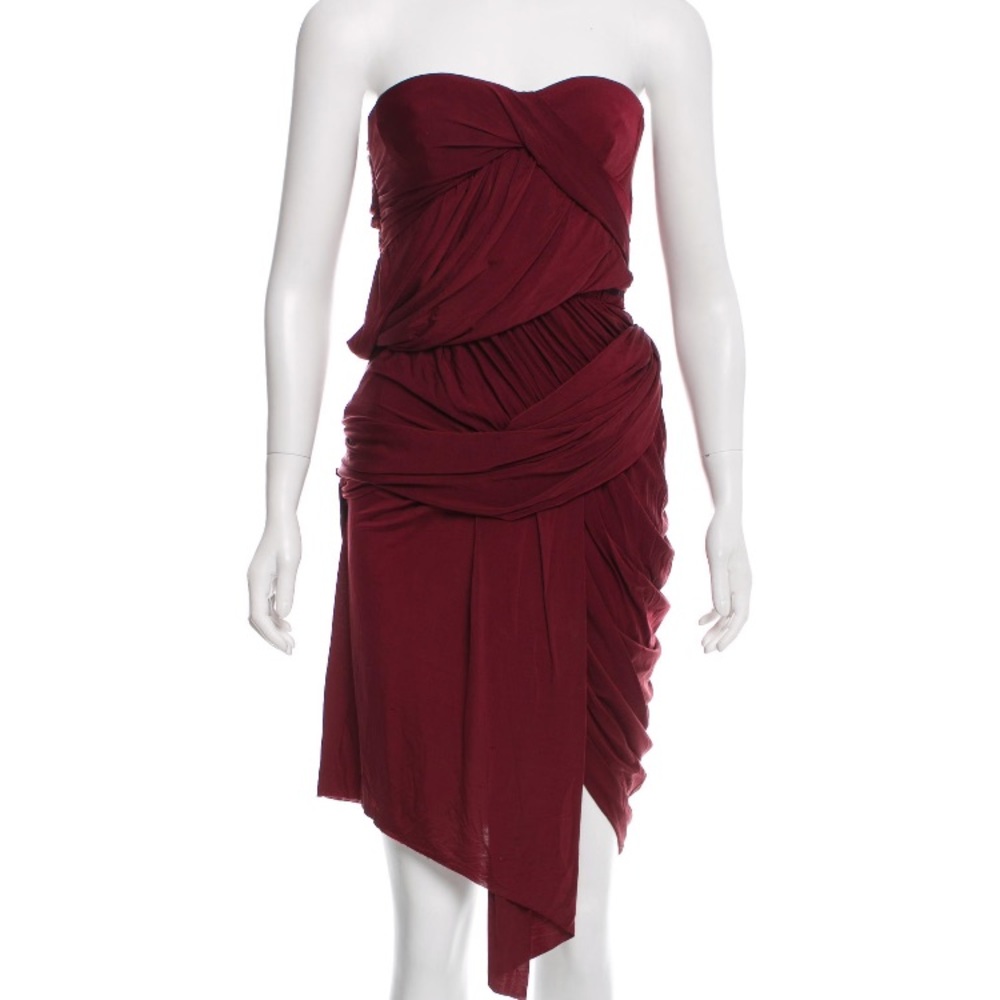 Carven Red, one shoulder Draped dress